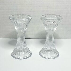 Vintage Mikasa Crystal Ice Palace Pair Candle Stick Holders Flair Top Bottom